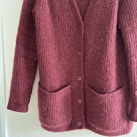 Wilfred Maroon Longline Button Front Mohair Wool Blend Cardigan XS - Picture 4 of 9